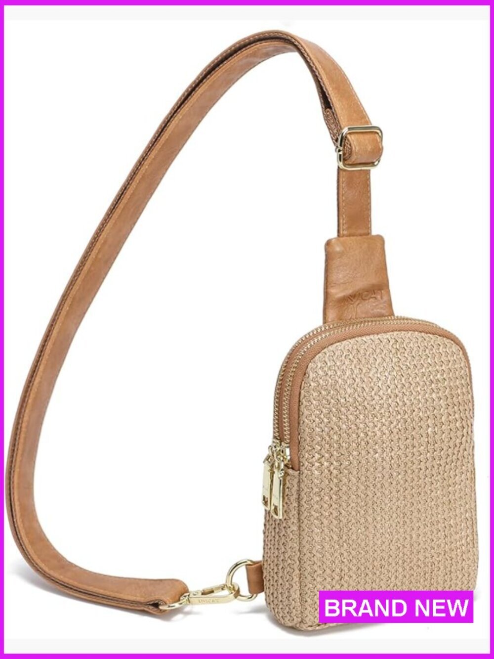 Faux Straw Crossbody Bag Lightweight Summer Beach Sling Purse Daily Errands